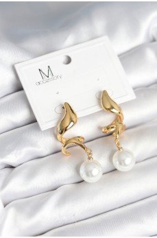 inci Detaylı Sarmal Model Gold Renk Pirinç Kadın Küpe