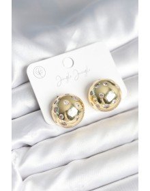 Pirinç Gold Renk Zirkon Taşlı Kadın Küpe