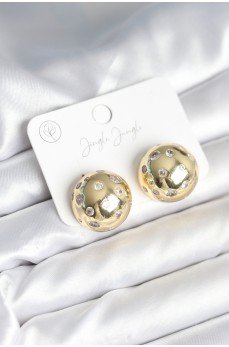 Pirinç Gold Renk Zirkon Taşlı Kadın Küpe