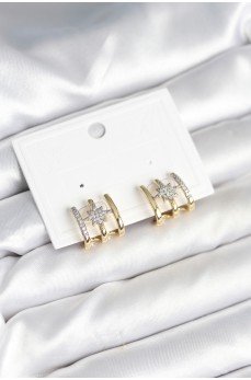 Kaburga Model Kutup Yıldızı Detaylı Gold Renk Kadın Küpe