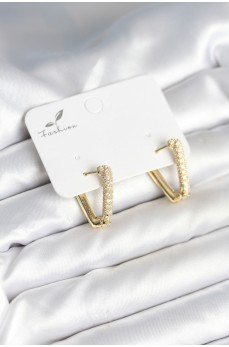 Üçgen Model Zirkon Taşlı Kadın Küpe