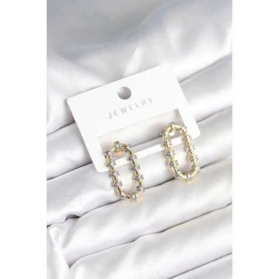 Vintage Model Halka Zirkon Taşlı Kadın Küpe