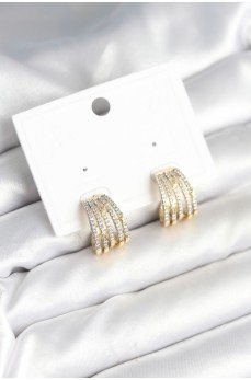 Kaburga Model Zirkon Taşlı Pirinç Kadın Küpe