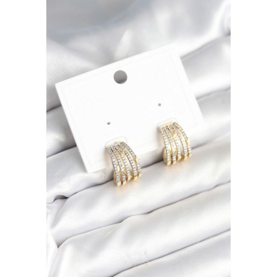 Kaburga Model Zirkon Taşlı Pirinç Kadın Küpe Kaburga Model Zirkon Taşlı Pirinç Kadın Küpe