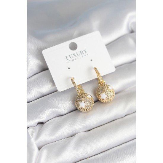 Top Yıldız Model Zirkon Taşlı Kadın Küpe Top Yıldız Model Zirkon Taşlı Kadın Küpe