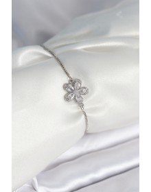 Çiçek Model Asansörlü Gümüş Renk Kadın Bileklik