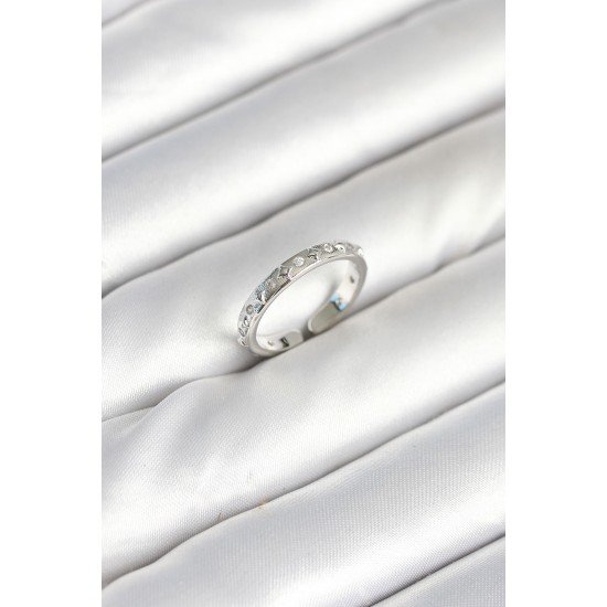 Pirinç Gümüş Renk Zirkon Taşlı Kadın Yüzük