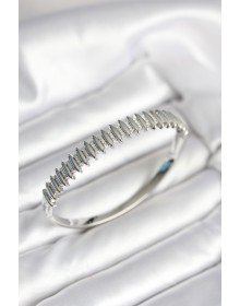 Gümüş Renk Zirkon Taşlı Pirinç Kadın Kelepçe