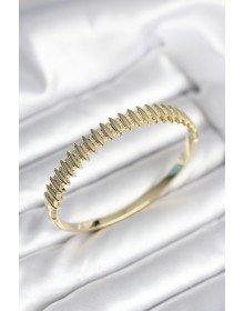 Gold Renk Zirkon Taşlı Pirinç Kadın Kelepçe