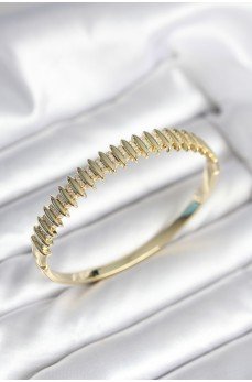 Gold Renk Zirkon Taşlı Pirinç Kadın Kelepçe