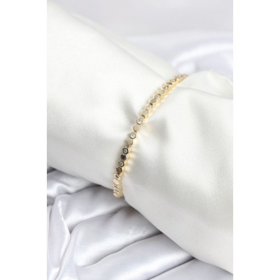 Pirinç Gold Renk İnce Petek Model Kadın Bileklik Pirinç Gold Renk İnce Petek Model Kadın Bileklik