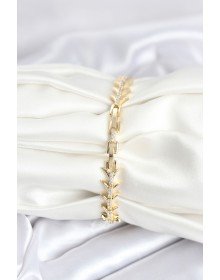 Pirinç Gold Renk Balık Sırtı Model Zirkon Taşlı Kadın Bileklik