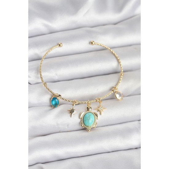 Caretta Caretta Charmlı Gold Renk Kadın Bileklik Caretta Caretta Charmlı Gold Renk Kadın Bileklik