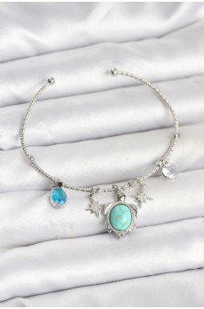 Caretta Caretta Charmlı Gümüş Renk Kadın Bileklik