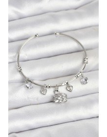 Kuğu Charmlı Gümüş Renk Kadın Bileklik