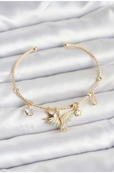 Anka Kuşu Charmlı Gold Renk Pirinç Kadın Bileklik