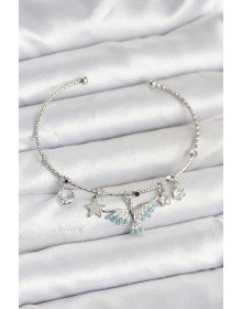 Anka Kuşu Charmlı Gümüş Renk Pirinç Kadın Bileklik