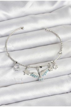 Anka Kuşu Charmlı Gümüş Renk Pirinç Kadın Bileklik