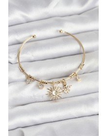 Güneş Charmlı Gold Renk Pirinç Kadın Bileklik