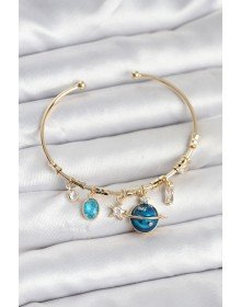 Gezegen Charmlı Gold Renk Pirinç Kadın Bileklik