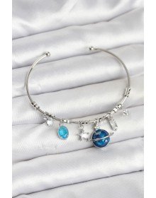 Gezegen Charmlı Gümüş Renk Pirinç Kadın Bileklik