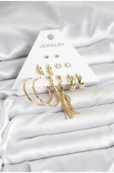 Gold Renk Pirinç Kadın 6 Çift Küpe Seti