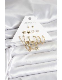 6 Çift Kadın Küpe Seti Gold Renk