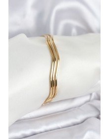 316L Çelik Gold Renk 65 mm Ajda Zikzak Model 3lü Kadın Bileklik