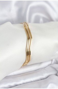316L Çelik Gold Renk 65 mm Ajda Zikzak Model 3lü Kadın Bileklik