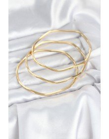 316L Çelik Gold Renk 65 mm Ajda Zikzak Model 3lü Kadın Bileklik