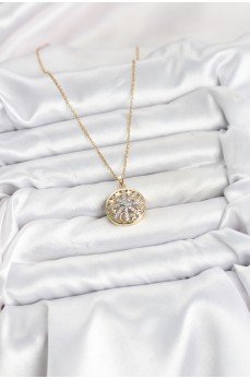 316L Çelik Zincir Gold Renk Zirkon Taşlı Kadın Kolye