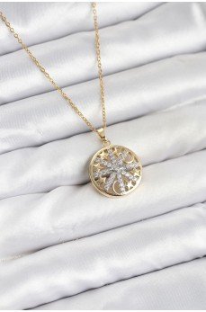 316L Çelik Zincir Gold Renk Zirkon Taşlı Kadın Kolye