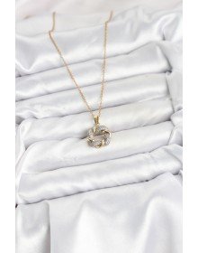 316L Çelik Zincir Gold Renk Zirkon Taşlı Sarmal Model Kadın Kolye