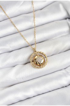 316L Çelik Zincir Gold Renk Kutup Yıldızı Model Kadın Kolye