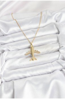 316L Çelik Zincir Gold Renk Uçak Model Kadın Kolye