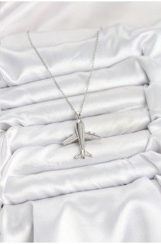 316L Çelik Zincir Gümüş Renk Uçak Model Kadın Kolye