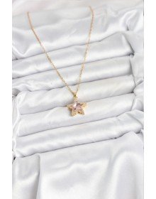 316L Çelik Zincir Pembe Taşlı Yıldız Model Kadın Kolye