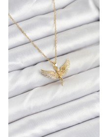 316L Çelik Zincir Gold Renk Melek Model Kadın Kolye
