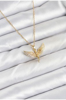 316L Çelik Zincir Gold Renk Melek Model Kadın Kolye