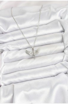 316L Çelik Zincir Gümüş Renk Melek Model Kadın Kolye