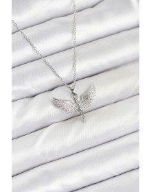 316L Çelik Zincir Gümüş Renk Melek Model Kadın Kolye