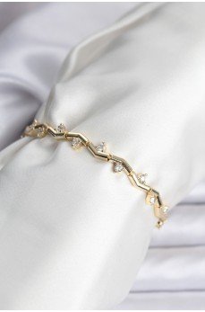 Zikzak Model Pirinç Gold Renk Bileklik