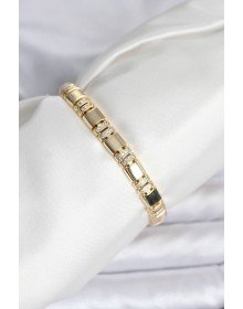 Pirinç Gold Renk Zirkon Taşlı Kadın Bileklik