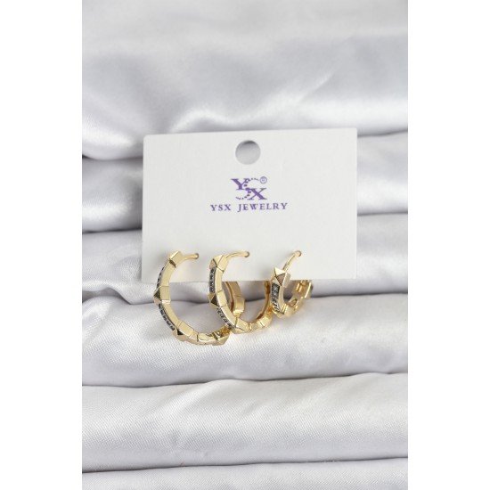 Gold Renk Zirkon Taşlı Kadın Küpe