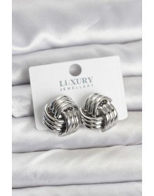 Pirinç Sarmal Gümüş Renk Kadın Küpe