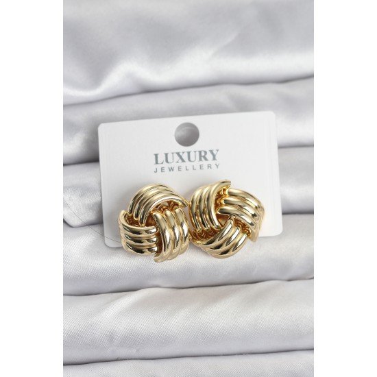 Pirinç Sarmal Gold Renk Kadın Küpe