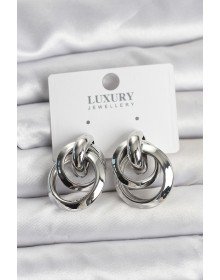 Gümüş Renk Halka Model Pirinç Kadın Küpe