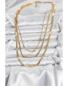 316L Çelik Gold Renk 3'lü Kadın Kolye