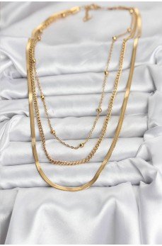 316L Çelik Gold Renk 3'lü Kadın Kolye