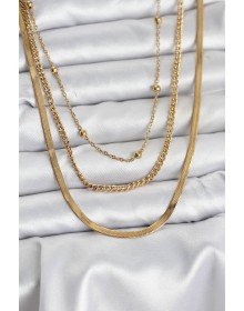 316L Çelik Gold Renk 3'lü Kadın Kolye